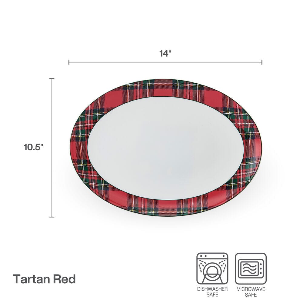 Tartan Red Oval Platter - Image 3