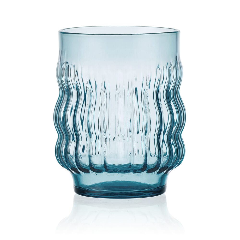 Waves Blue Set of 4 Stackable Double Old Fashioned Glasses - Image 9