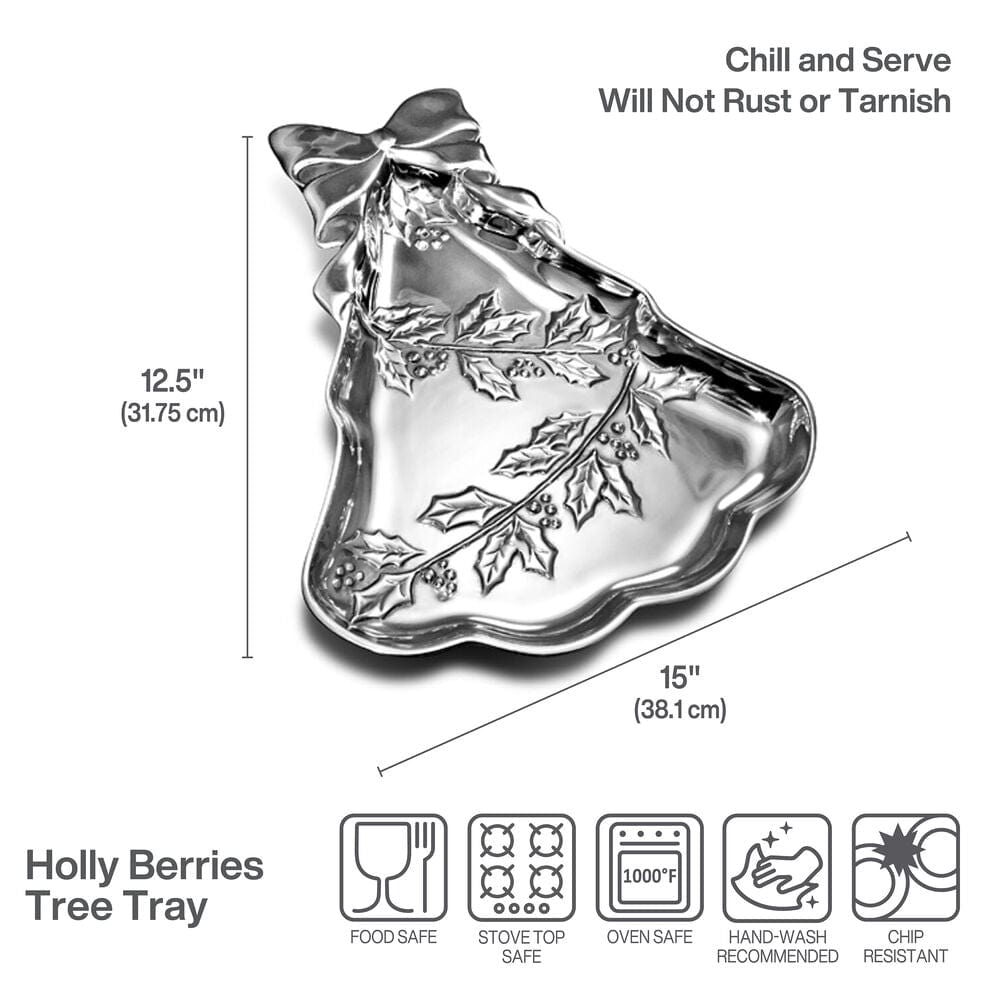 Holly Berries Christmas Tree Serving Tray - Image 3