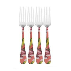 Vintage Botanical Set of 4 Dinner Forks